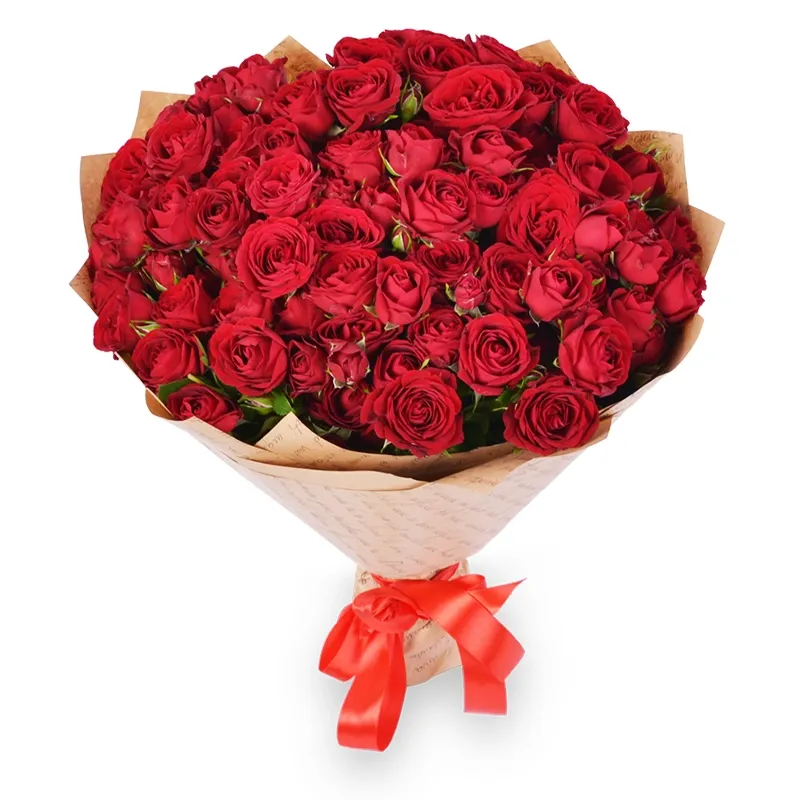 Букет из 21 кустовой красной розы премиум