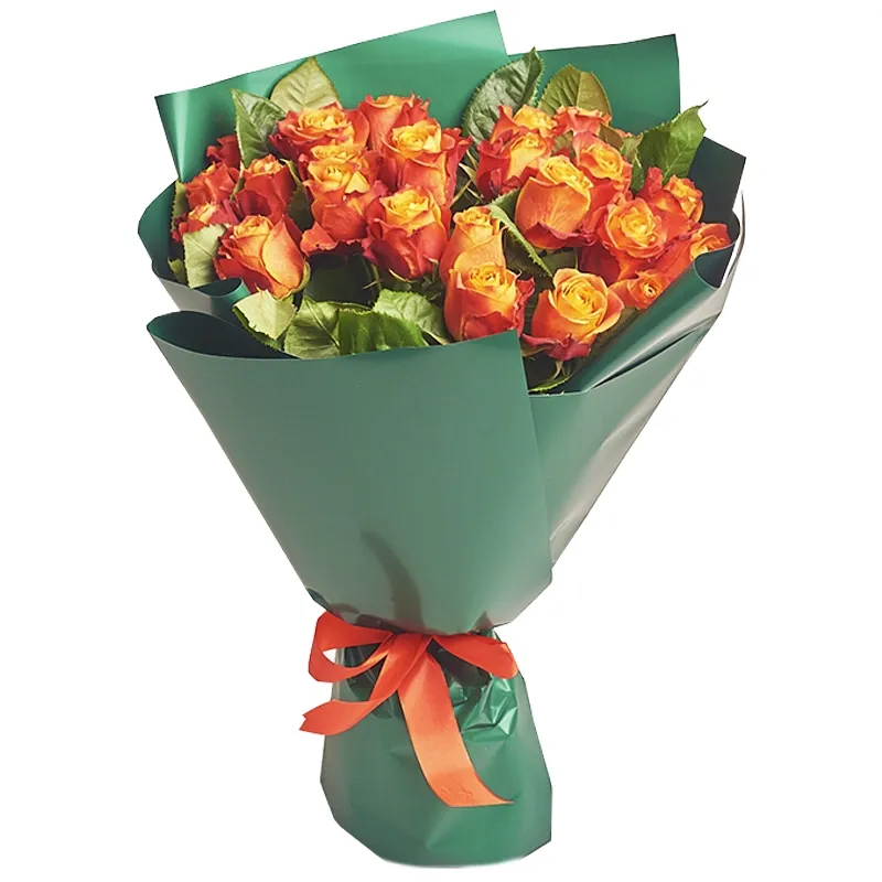Букет из 25 желто-оранжевых роз (40см)